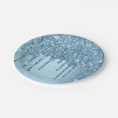 Dripping Ice Glitter | Blauw Faux Sparkle Metallic Papieren Bordje (Gekanteld)