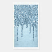 Dripping Ice Glitter | Blauw Faux Sparkle Metallic Servet (Voorkant)