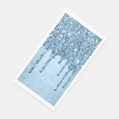 Dripping Ice Glitter | Blauw Faux Sparkle Metallic Servet (Hoek)