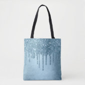 Dripping Ice Glitter | Blauw Faux Sparkle Metallic Tote Bag (Voorkant)