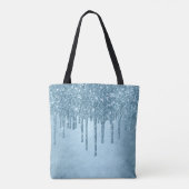 Dripping Ice Glitter | Blauw Faux Sparkle Metallic Tote Bag (Achterkant)