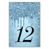 Dripping Ice Glitter | Blauw Faux Sparkle Sweet 16 Kaart (Voorkant)