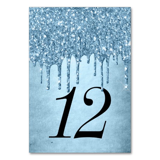 Dripping Ice Glitter | Blauw Faux Sparkle Sweet 16 Kaart (Voorkant)