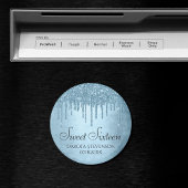 Dripping Ice Glitter | Blauw Faux Sparkle Sweet 16 Magneet