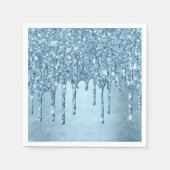 Dripping Ice Glitter | Blauwe Faux Sparkle Douche Servet (Voorkant)