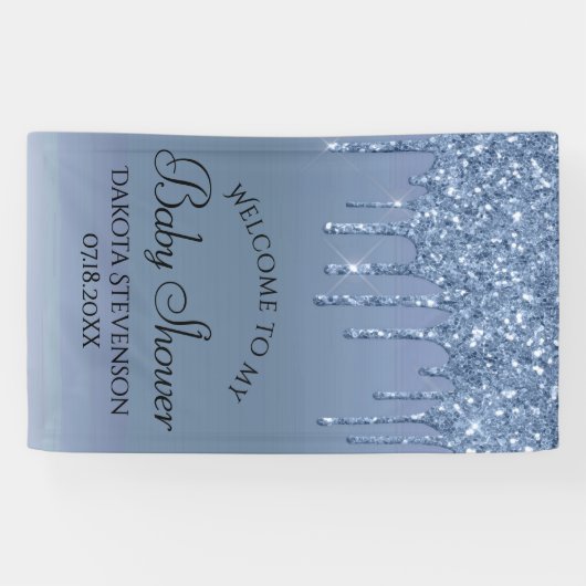 Dripping Ice Glitter | Blauwe Faux Sparkle Douche Spandoek (Horizontaal)