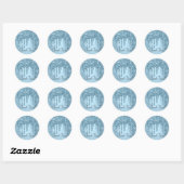 Dripping Ice Glitter | Blue Faux Sparkle Bedankt Ronde Sticker (Vel)