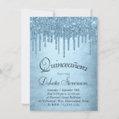 Dripping Ice Glitter | Blue Sparkle Quinceanera Kaart (Voorkant)