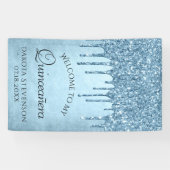 Dripping Ice Glitter | Blue Sparkle Quinceanera Spandoek (Horizontaal)