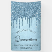 Dripping Ice Glitter | Blue Sparkle Quinceanera Spandoek (Verticaal)