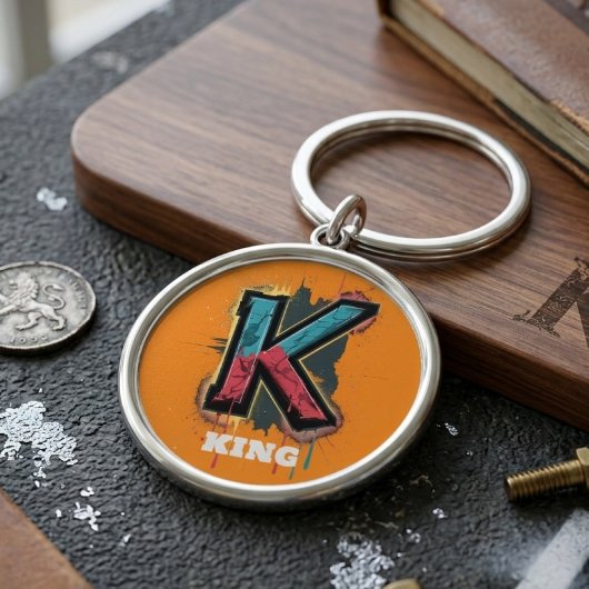 Dripping K: Veteraan Eenletter Aanpasbaar Graffiti Sleutelhanger