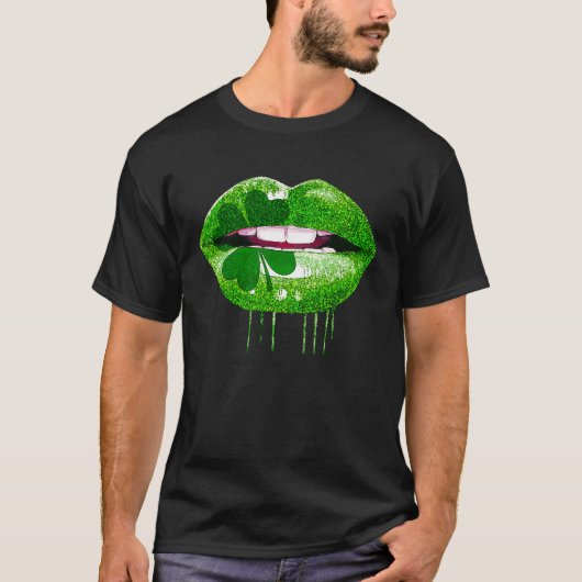 Dripping Lips Shamrock Funny St Patrick's Day T-shirt (Voorkant)