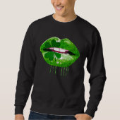 Dripping Lips Shamrock Funny St Patrick's Day Trui (Voorkant)