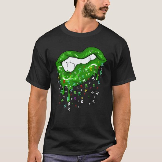 Dripping Lips With Pi Symbols St Patricks Day Pi D T-shirt (Voorkant)