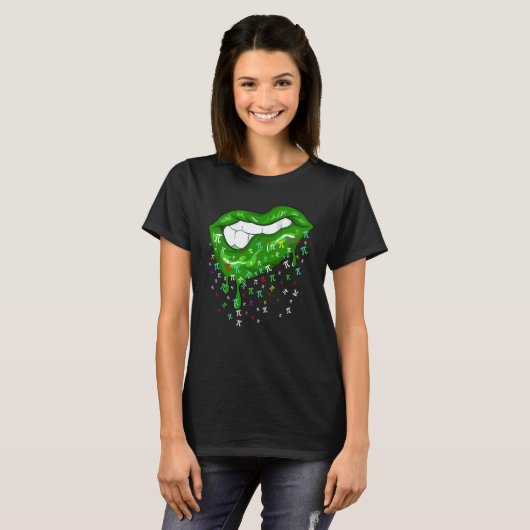 Dripping Lips With Pi Symbols St Patricks Day Pi D T-shirt (Voorkant volledig)