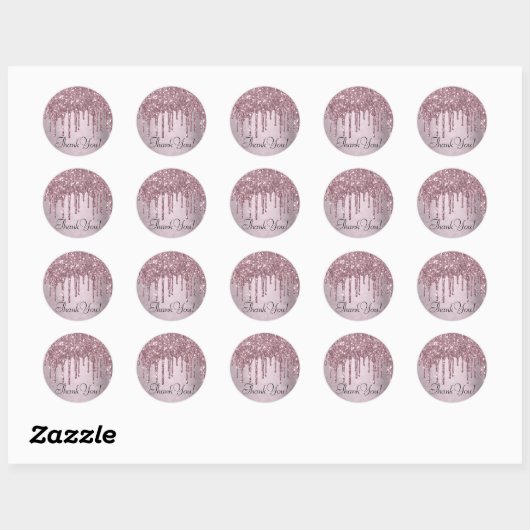 Dripping Mauve Glitter | Dusty Pink Melt dank u Ronde Sticker (Vel)