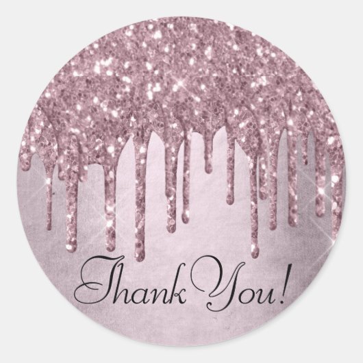 Dripping Mauve Glitter | Dusty Pink Melt dank u Ronde Sticker (Voorkant)