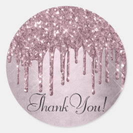 Dripping Mauve Glitter | Dusty Pink Melt dank u Ronde Sticker