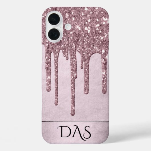 Dripping Mauve Glitter | Dusty Pink Melt Monogram Case-Mate iPhone Case (Achterkant)