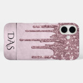 Dripping Mauve Glitter | Dusty Pink Melt Monogram Case-Mate iPhone Case (Achterkant (horizontaal))