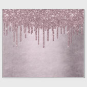 Dripping Mauve Glitter | Dusty Pink Melt Shimmer Cadeaupapier (Vlak)