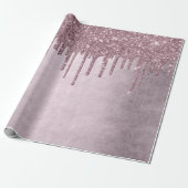 Dripping Mauve Glitter | Dusty Pink Melt Shimmer Cadeaupapier (Uitgerold)