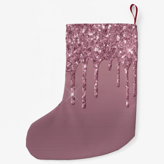 Dripping Mauve Glitter | Dusty Pink Melt Shimmer Kleine Kerstsok (Achterkant)