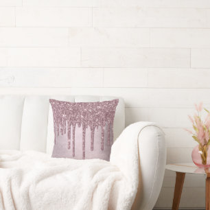 Dripping Mauve Glitter   Dusty Pink Melt Shimmer Kussen