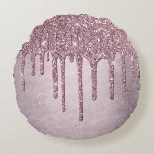 Dripping Mauve Glitter   Dusty Pink Melt Shimmer Rond Kussen