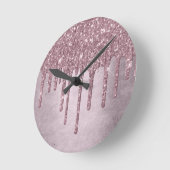 Dripping Mauve Glitter | Dusty Pink Melt Shimmer Ronde Klok (Hoek)
