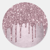 Dripping Mauve Glitter | Dusty Pink Melt Shimmer Ronde Sticker (Voorkant)