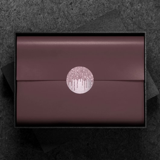 Dripping Mauve Glitter | Dusty Pink Melt Shimmer Ronde Sticker