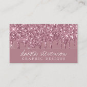Dripping Mauve Glitter | Dusty Pink Melt Shimmer Visitekaartje (Voorkant)