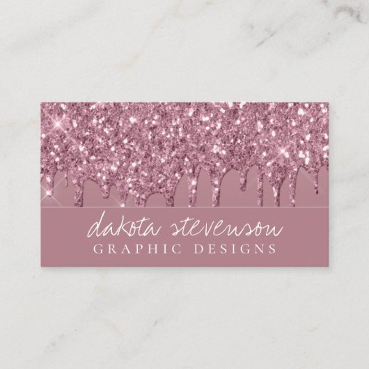 Dripping Mauve Glitter | Dusty Pink Melt Shimmer Visitekaartje (Voorkant)