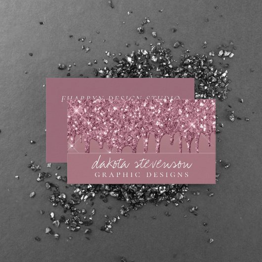 Dripping Mauve Glitter | Dusty Pink Melt Shimmer Visitekaartje