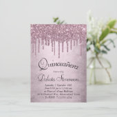 Dripping Mauve Glitter | Dusty Pink Quinceanera Kaart (Staand voorkant)
