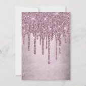 Dripping Mauve Glitter | Dusty Pink Quinceanera Kaart (Achterkant)