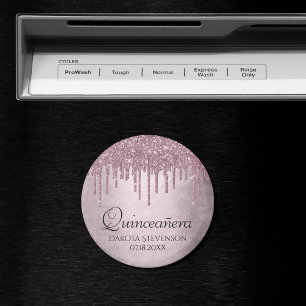 Dripping Mauve Glitter Dusty Pink Quinceanera Magneet