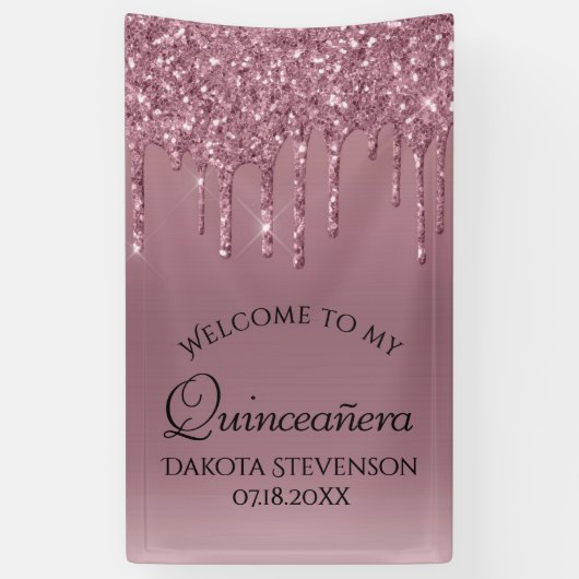Dripping Mauve Glitter | Dusty Pink Quinceanera Spandoek (Verticaal)