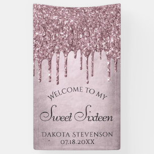 Dripping Mauve Glitter Dusty Pink Sweet Sixteen Spandoek