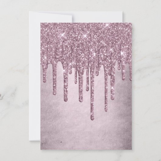 Dripping Mauve Glitter | Stoffig roze Afstuderen Kaart (Achterkant)
