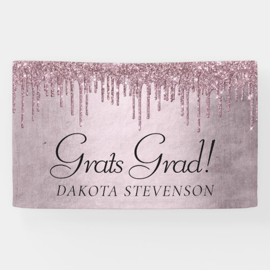 Dripping Mauve Glitter | Stoffig roze Afstuderen Spandoek (Horizontaal)