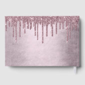 Dripping Mauve Glitter | Stoffig roze Baby shower Gastenboek (Achterkant)