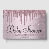 Dripping Mauve Glitter | Stoffig roze Baby shower Gastenboek (Voorkant)