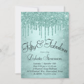 Dripping Mint Glitter | Aqua Blauwgroen 50 en Fabu Kaart (Voorkant)