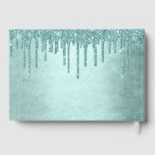 Dripping Mint Glitter | Aqua Blauwgroen Glam Quinc Gastenboek (Achterkant)