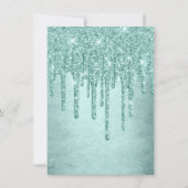Dripping Mint Glitter | Aqua Blauwgroen Ice Afstud Kaart (Achterkant)