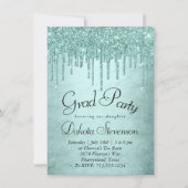 Dripping Mint Glitter | Aqua Blauwgroen Ice Afstud Kaart (Voorkant)
