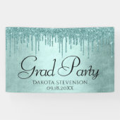 Dripping Mint Glitter | Aqua Blauwgroen Ice Afstud Spandoek (Horizontaal)