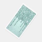 Dripping Mint Glitter | Aqua Blauwgroen Pour Quinc Servet (Hoek)